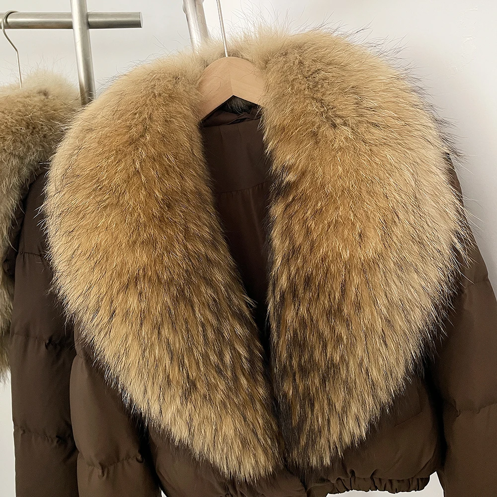 OFTBUY Big Natural Real Fox Fur Coat Women Autumn Winter Female 90% White Duck Down Jacket Feather Short Puffer Coat Thick Warm