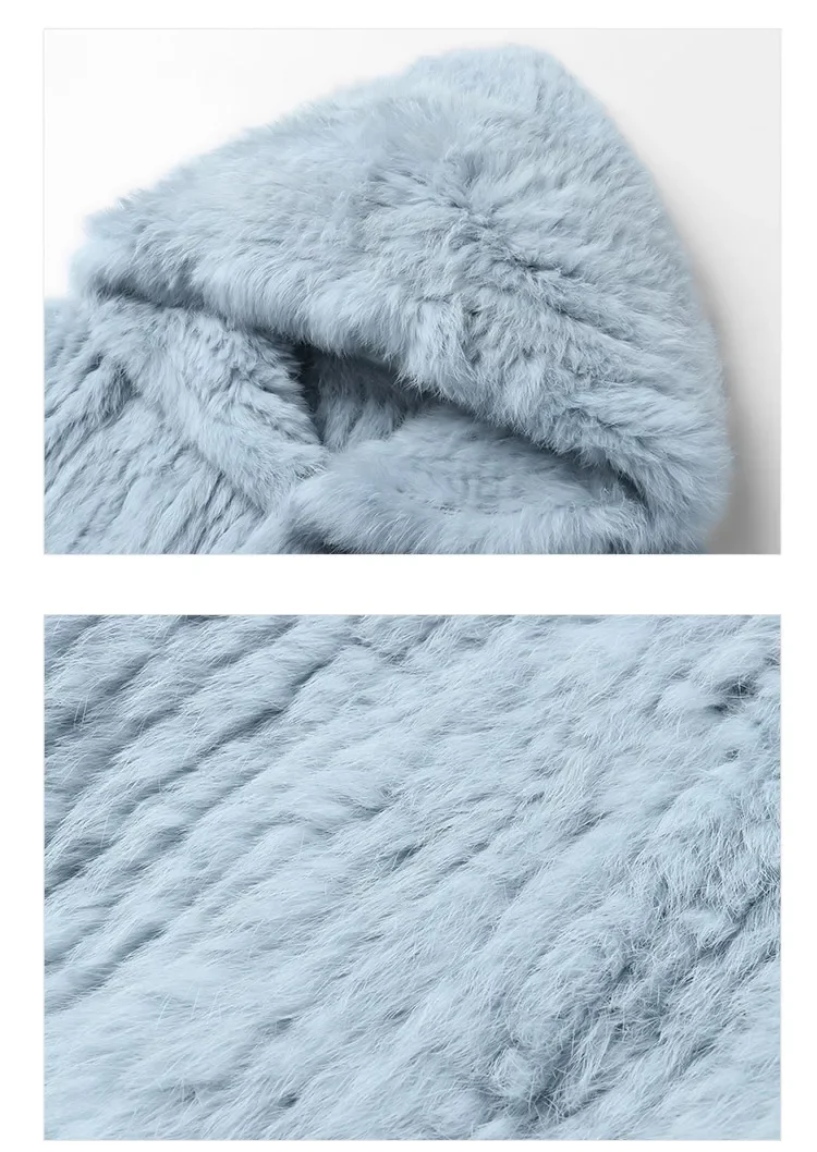 Real fur knitted Genuine Rabbit fur coat women fashion long rabbit fur jacket Outwear winter fur coat