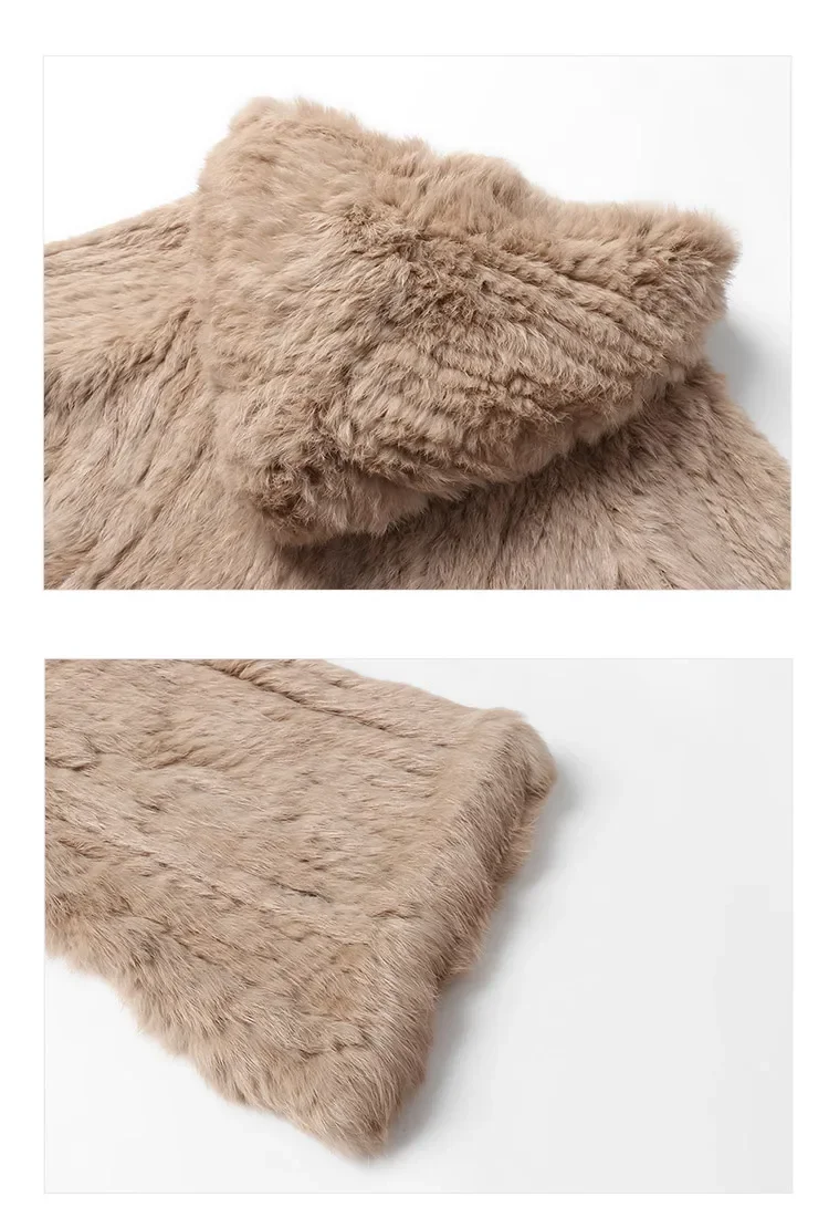 Real fur knitted Genuine Rabbit fur coat women fashion long rabbit fur jacket Outwear winter fur coat