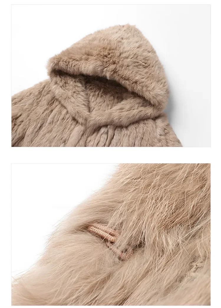 Real fur knitted Genuine Rabbit fur coat women fashion long rabbit fur jacket Outwear winter fur coat