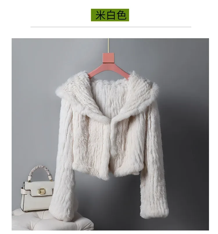 Real fur knitted Genuine Rabbit fur coat women fashion long rabbit fur jacket Outwear winter fur coat