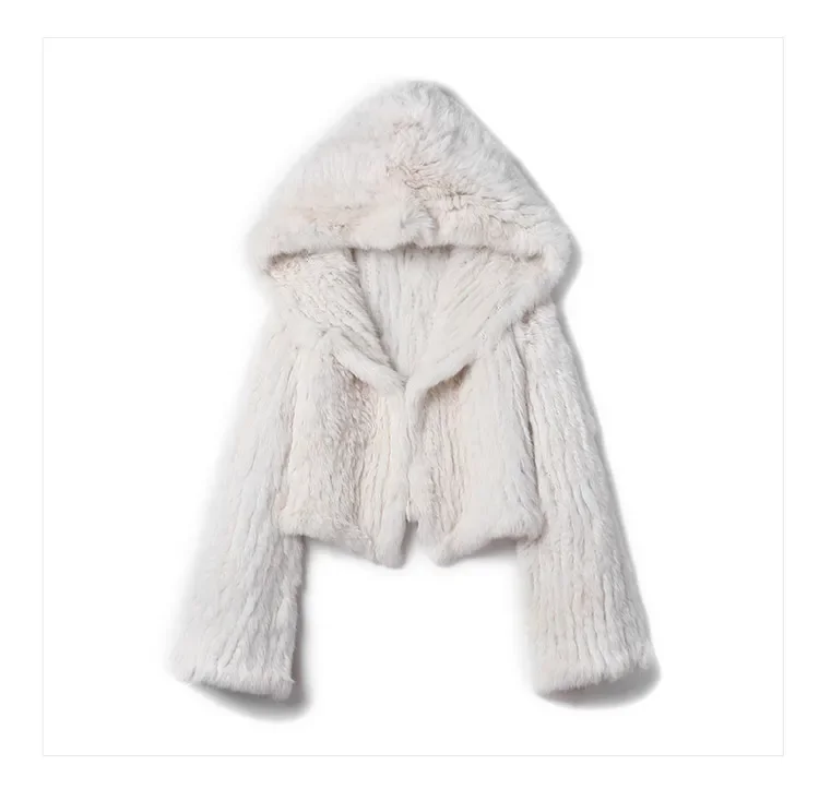Real fur knitted Genuine Rabbit fur coat women fashion long rabbit fur jacket Outwear winter fur coat