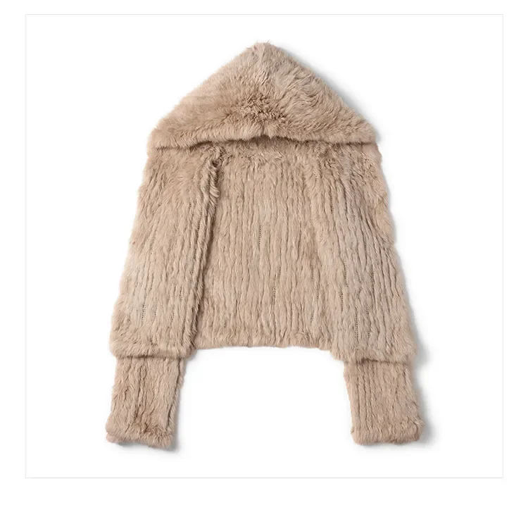 Real fur knitted Genuine Rabbit fur coat women fashion long rabbit fur jacket Outwear winter fur coat
