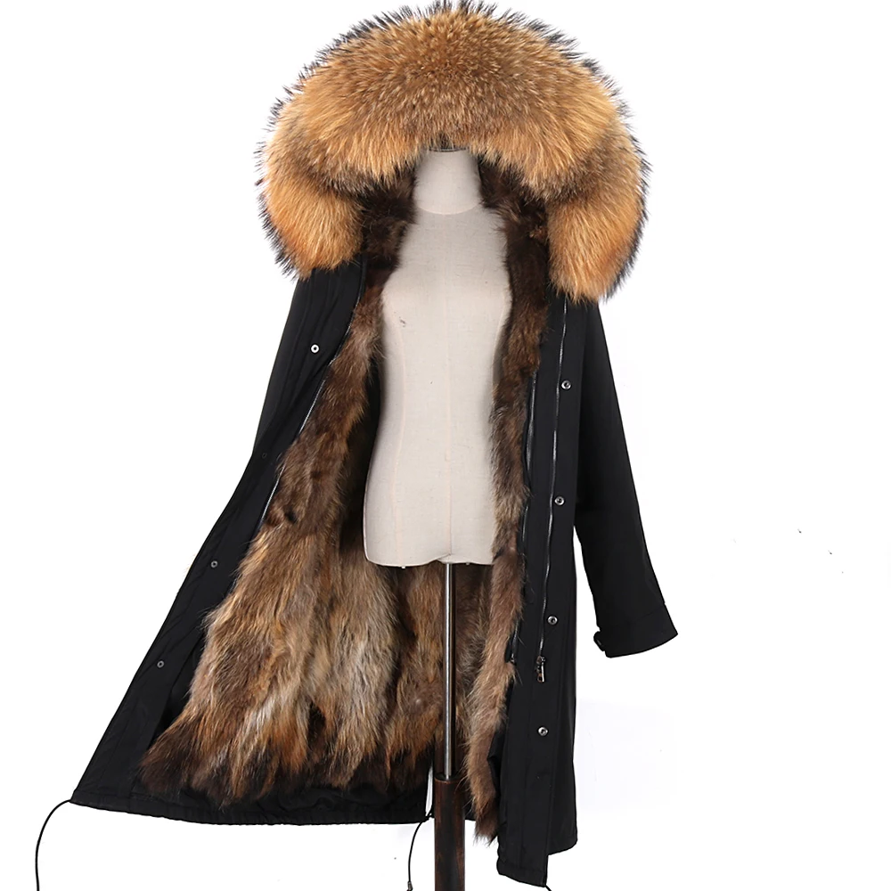 2026 New Winter Jacket Women X-Long Parka Waterproof Big Natural Raccoon Fur Collar Hood Real Fur Coat Thick Warm Real Fox Fur