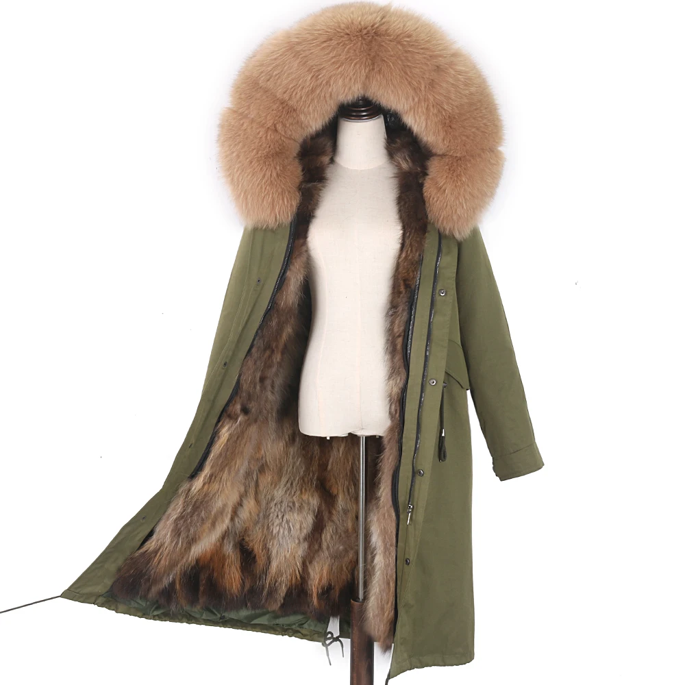 2026 New Winter Jacket Women X-Long Parka Waterproof Big Natural Raccoon Fur Collar Hood Real Fur Coat Thick Warm Real Fox Fur
