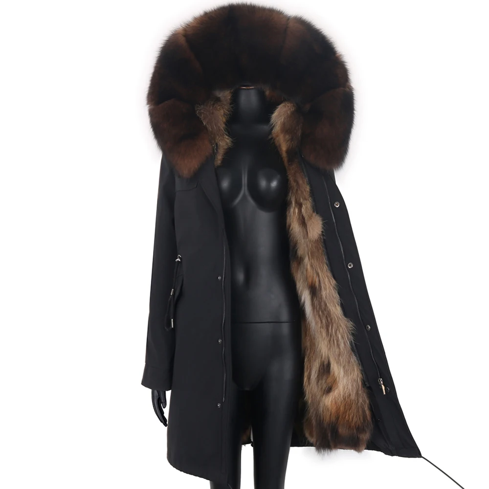2026 New Winter Jacket Women X-Long Parka Waterproof Big Natural Raccoon Fur Collar Hood Real Fur Coat Thick Warm Real Fox Fur