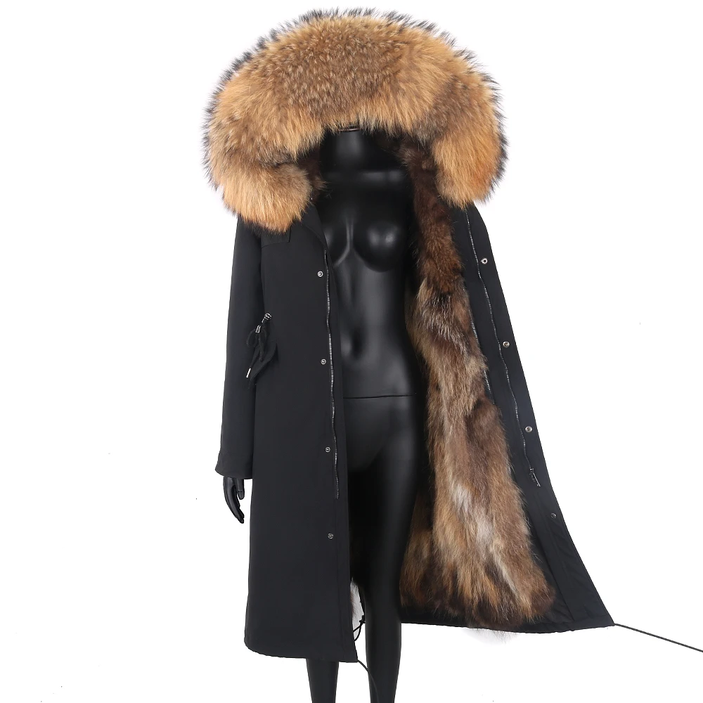 2026 New Winter Jacket Women X-Long Parka Waterproof Big Natural Raccoon Fur Collar Hood Real Fur Coat Thick Warm Real Fox Fur
