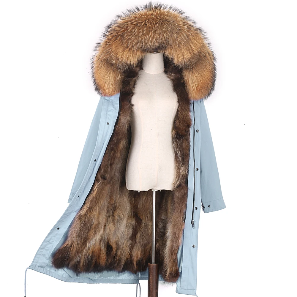 2026 New Winter Jacket Women X-Long Parka Waterproof Big Natural Raccoon Fur Collar Hood Real Fur Coat Thick Warm Real Fox Fur