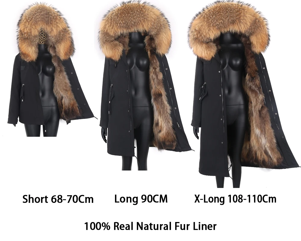 2026 New Winter Jacket Women X-Long Parka Waterproof Big Natural Raccoon Fur Collar Hood Real Fur Coat Thick Warm Real Fox Fur