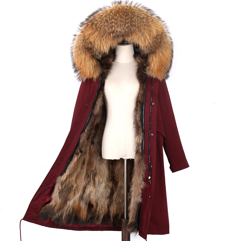 2026 New Winter Jacket Women X-Long Parka Waterproof Big Natural Raccoon Fur Collar Hood Real Fur Coat Thick Warm Real Fox Fur