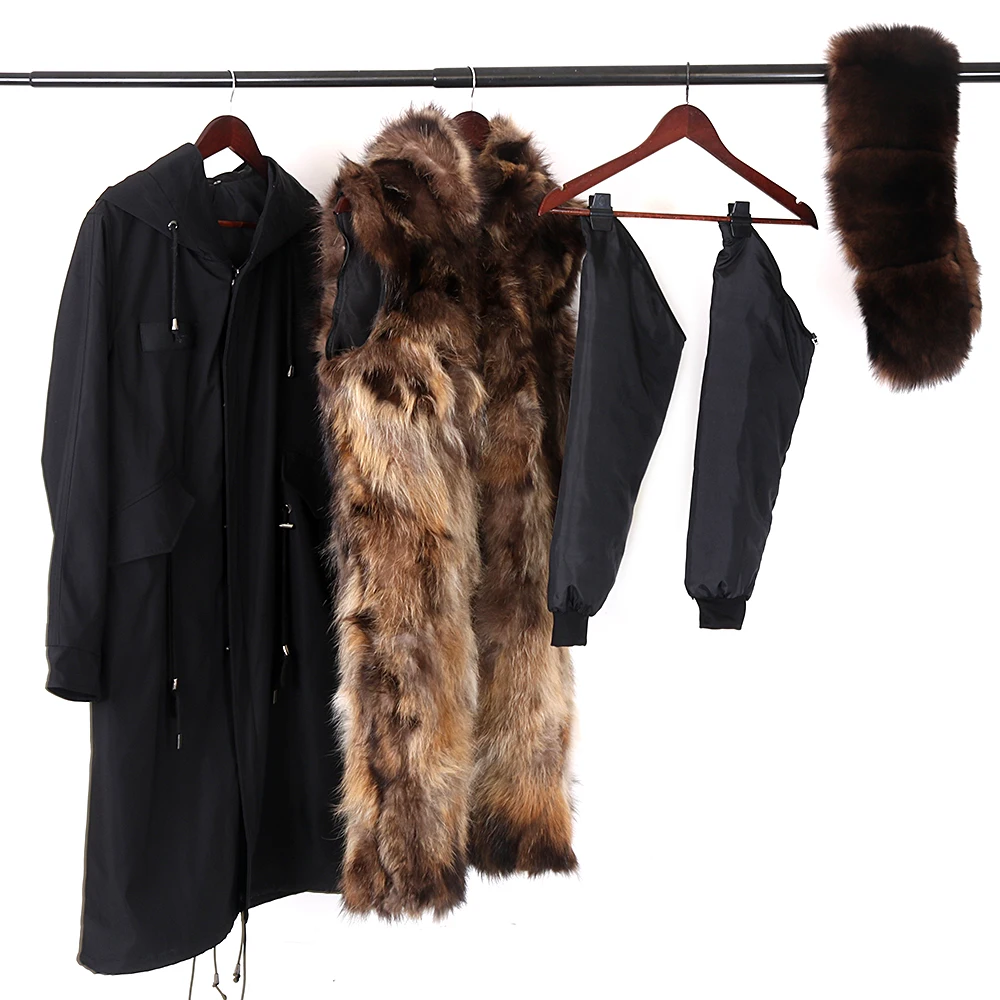 2026 New Winter Jacket Women X-Long Parka Waterproof Big Natural Raccoon Fur Collar Hood Real Fur Coat Thick Warm Real Fox Fur