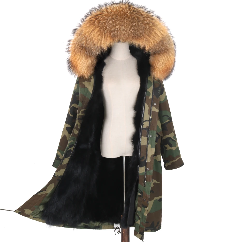 2026 New Winter Jacket Women X-Long Parka Waterproof Big Natural Raccoon Fur Collar Hood Real Fur Coat Thick Warm Real Fox Fur