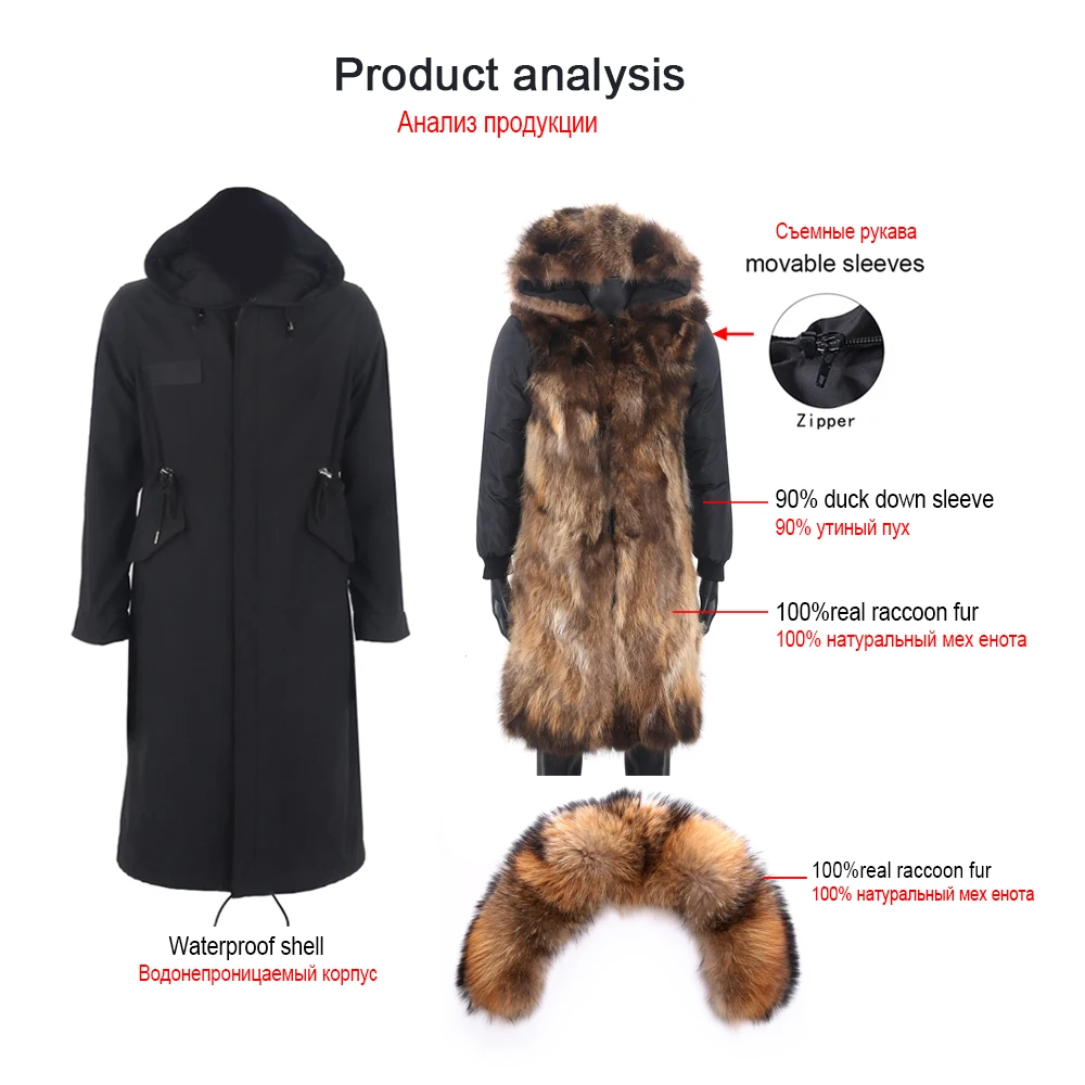 2026 New Winter Jacket Women X-Long Parka Waterproof Big Natural Raccoon Fur Collar Hood Real Fur Coat Thick Warm Real Fox Fur