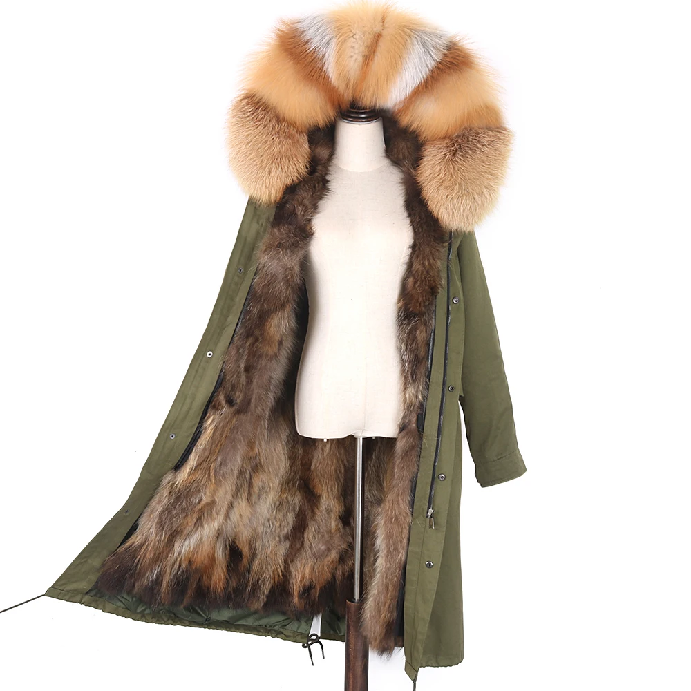 2026 New Winter Jacket Women X-Long Parka Waterproof Big Natural Raccoon Fur Collar Hood Real Fur Coat Thick Warm Real Fox Fur