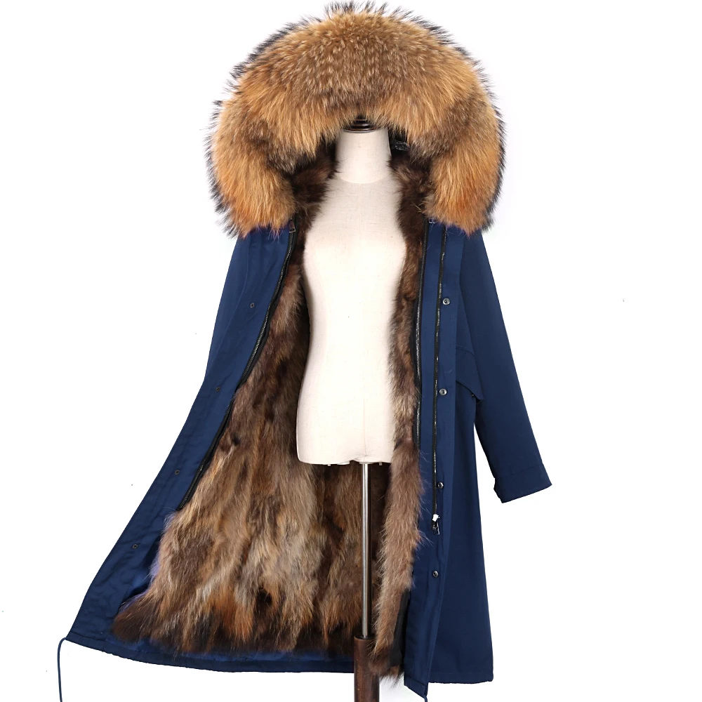 2026 New Winter Jacket Women X-Long Parka Waterproof Big Natural Raccoon Fur Collar Hood Real Fur Coat Thick Warm Real Fox Fur