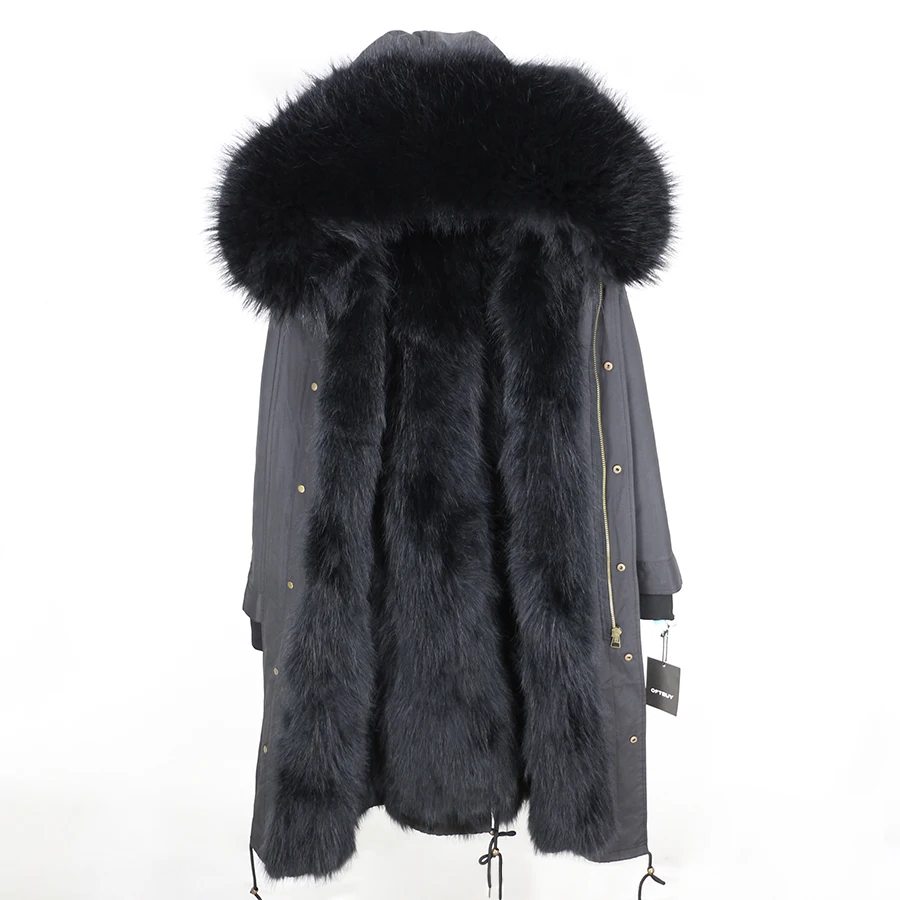 Real Fur Coat Winter Jacket Women Long Parka Waterproof Big Natural Raccoon Fur Collar Hood Thick Warm Real Fox Fur Liner coat