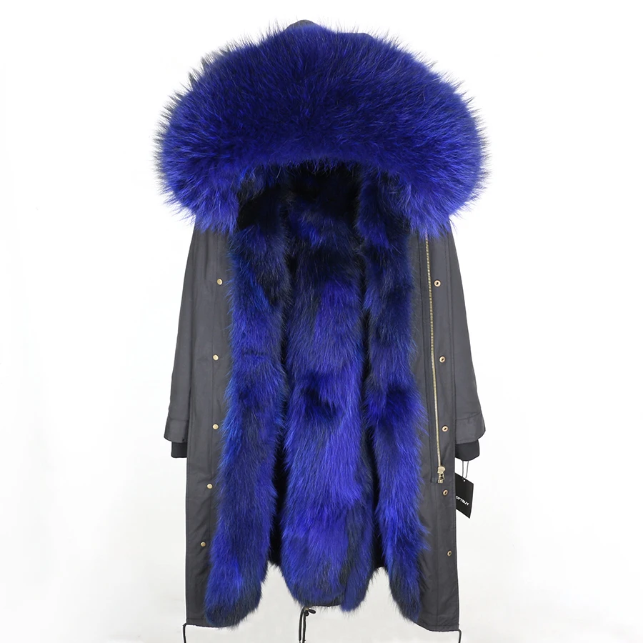 Real Fur Coat Winter Jacket Women Long Parka Waterproof Big Natural Raccoon Fur Collar Hood Thick Warm Real Fox Fur Liner coat