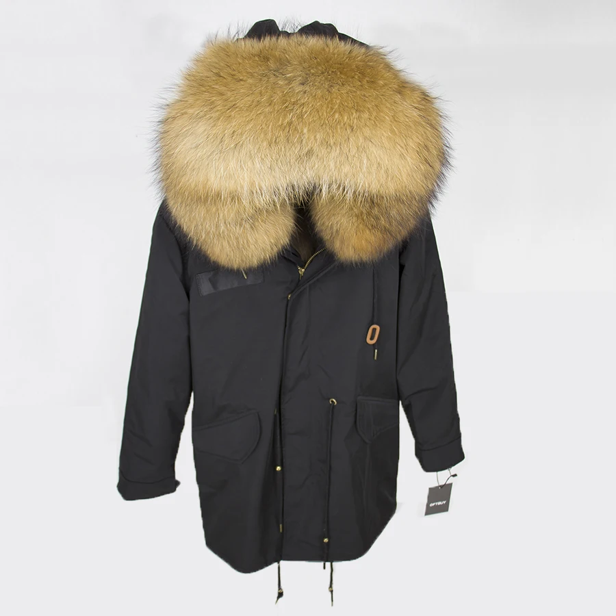 Real Fur Coat Winter Jacket Women Long Parka Waterproof Big Natural Raccoon Fur Collar Hood Thick Warm Real Fox Fur Liner coat