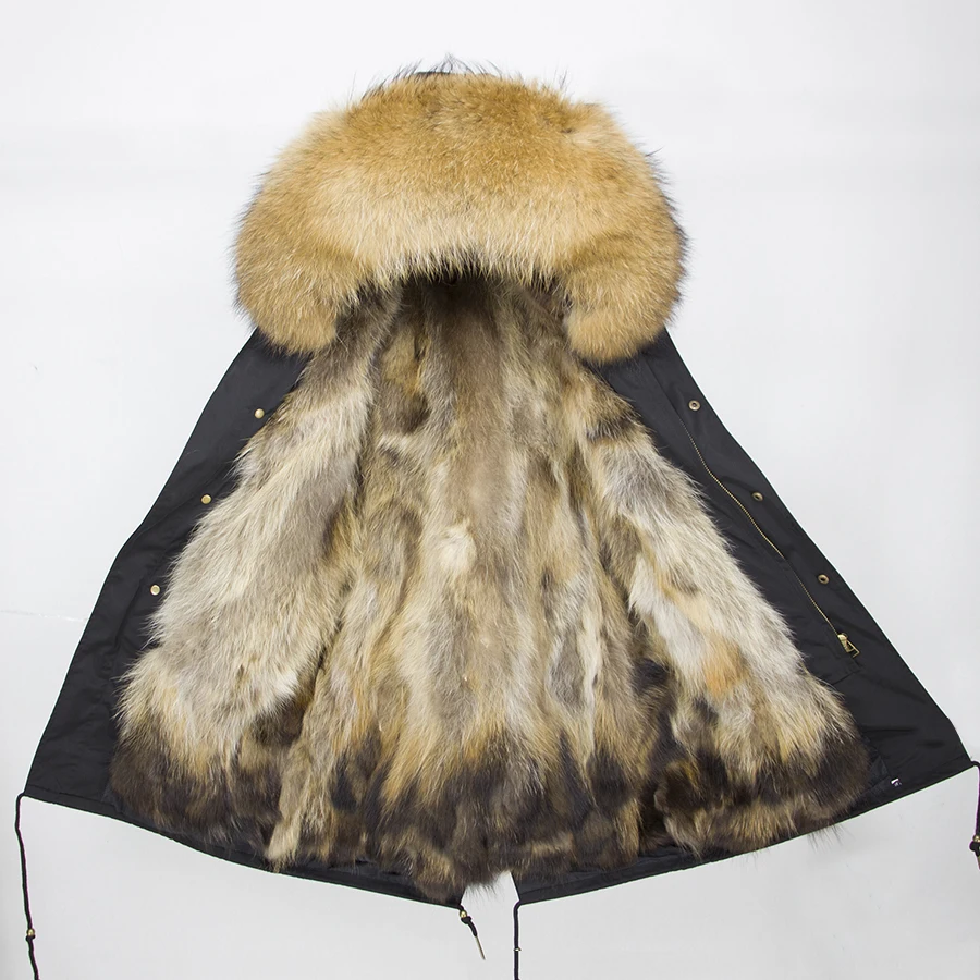 Real Fur Coat Winter Jacket Women Long Parka Waterproof Big Natural Raccoon Fur Collar Hood Thick Warm Real Fox Fur Liner coat