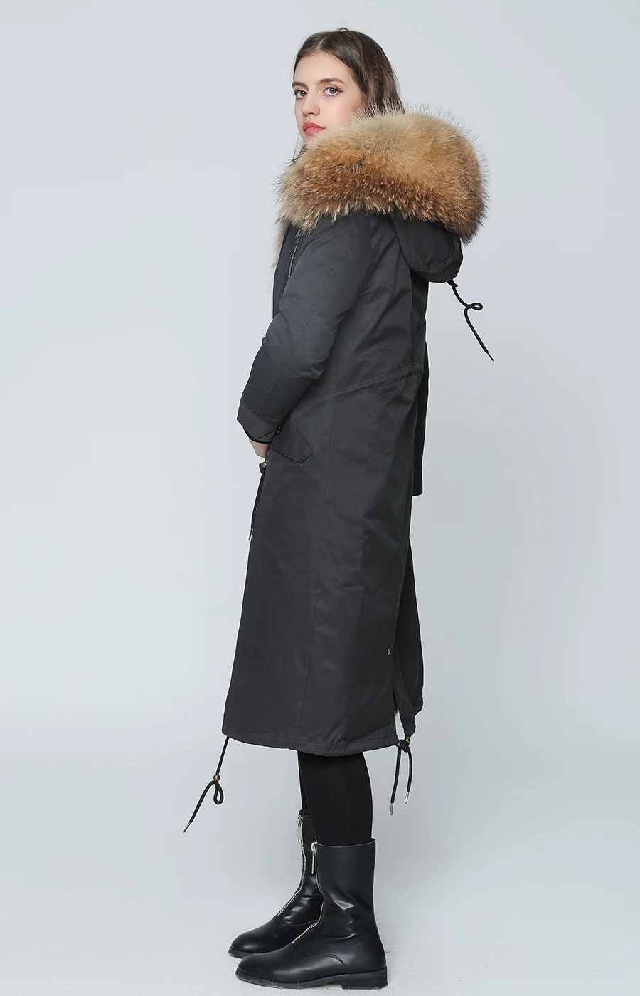 Real Fur Coat Winter Jacket Women Long Parka Waterproof Big Natural Raccoon Fur Collar Hood Thick Warm Real Fox Fur Liner coat