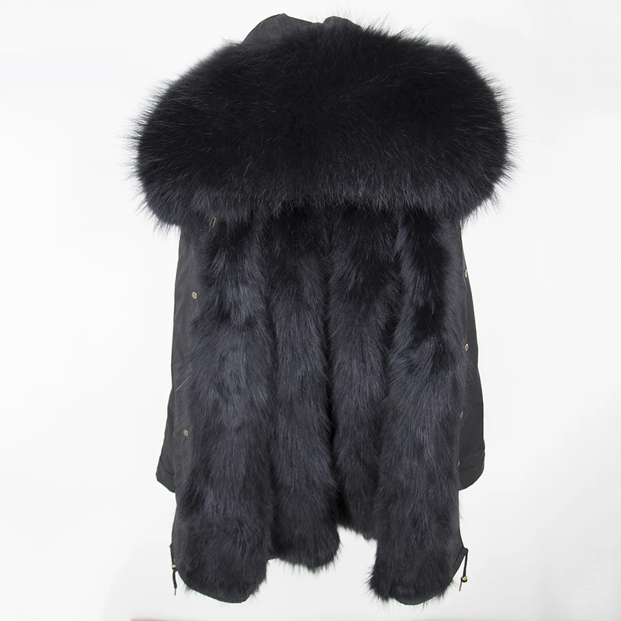 Real Fur Coat Winter Jacket Women Long Parka Waterproof Big Natural Raccoon Fur Collar Hood Thick Warm Real Fox Fur Liner coat