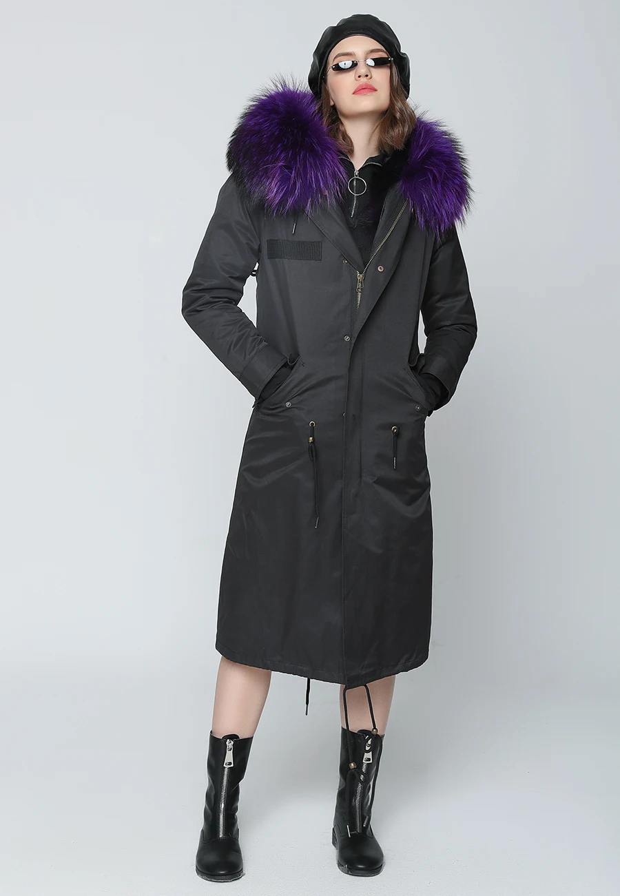 Real Fur Coat Winter Jacket Women Long Parka Waterproof Big Natural Raccoon Fur Collar Hood Thick Warm Real Fox Fur Liner coat