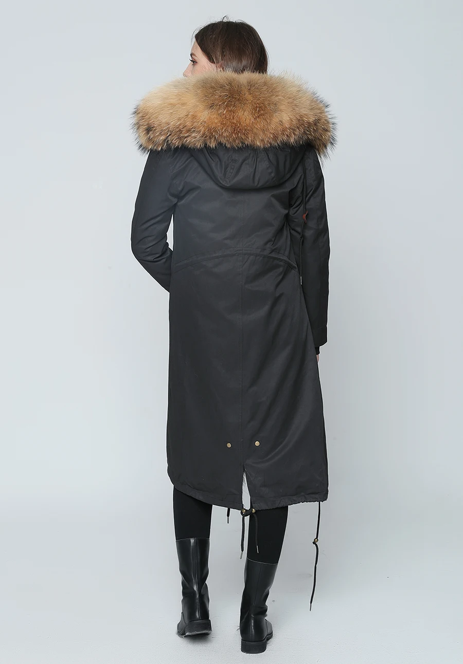 Real Fur Coat Winter Jacket Women Long Parka Waterproof Big Natural Raccoon Fur Collar Hood Thick Warm Real Fox Fur Liner coat
