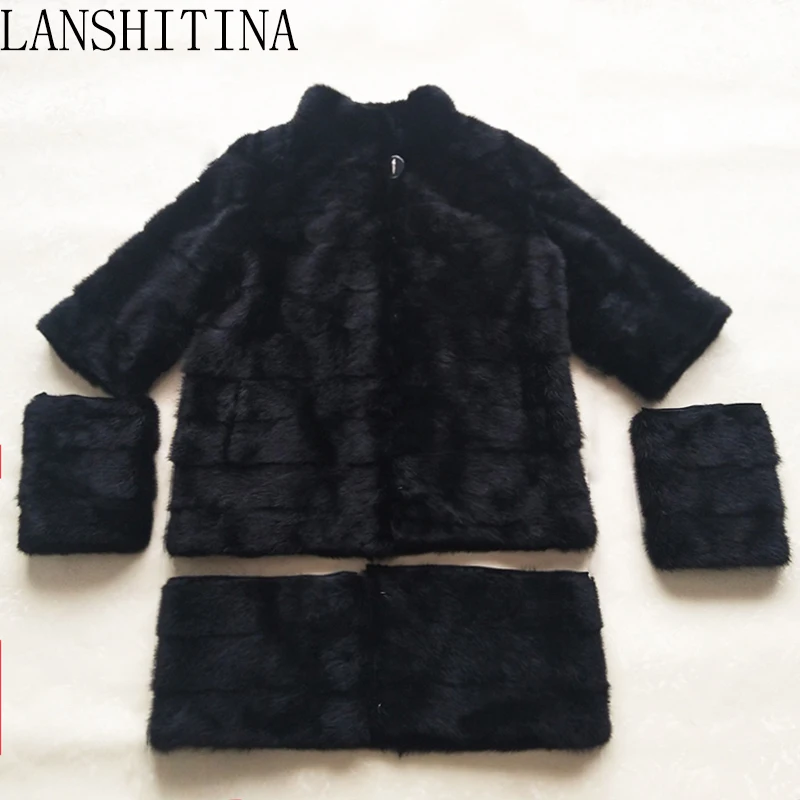 2021 Russian Woman 100% Real Mink Fur Coat Genuine Leather Coat Winter Warm Natural Fur Jacket Long Sleeve Stand-up Collar