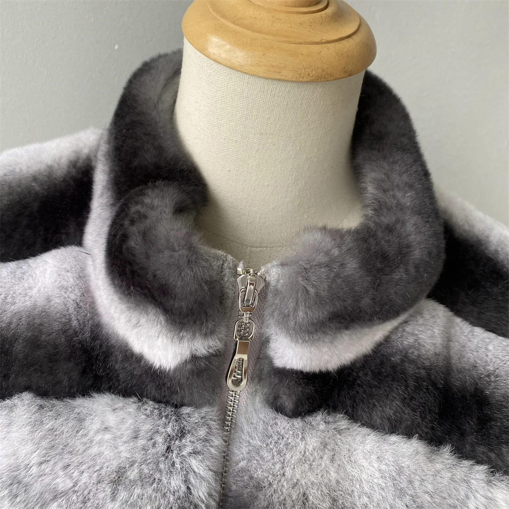 Jaxmonoy Natural Rabbit Fur Coat for Women Winter Real Rex Rabbit Fur Vest Ladies Fashion Patchwork Wool Blend Waistcoat Fall