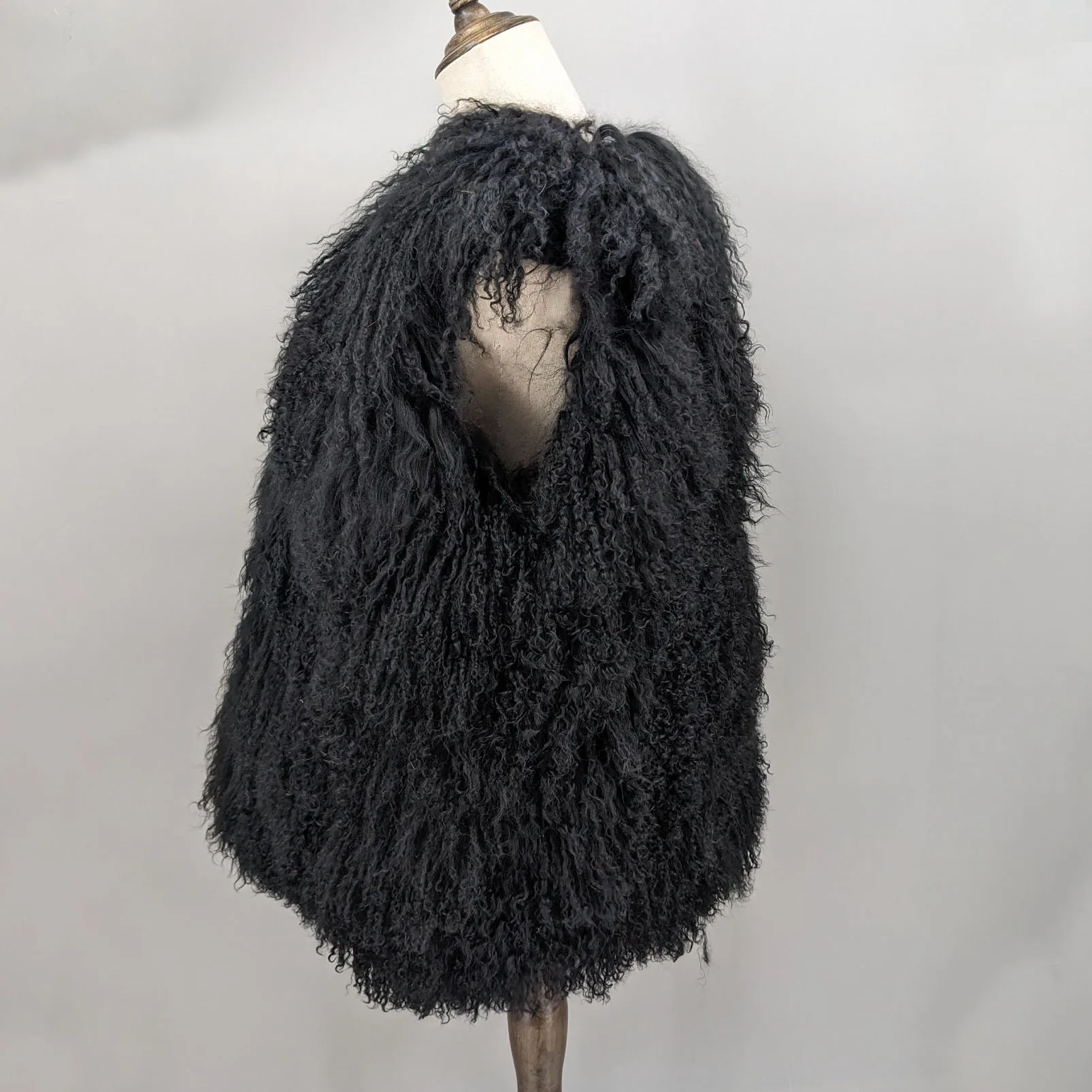 Lady Real Mongolian Sheep Fur Vest Thick Warm Winter Sleeveless Jacket Length 62 cm 250801