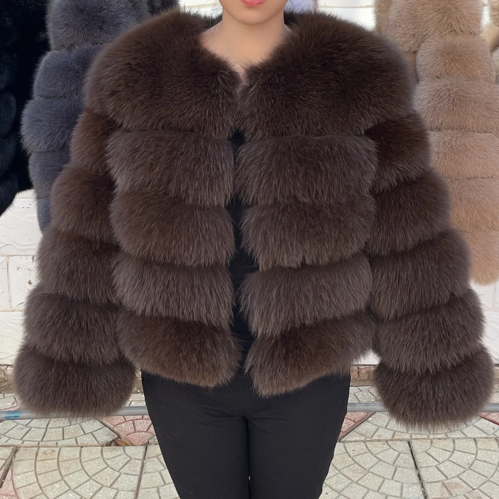 QUEENTINA 50cm Real Fox Fur Coat Women'S New Fashion Winter Furry 2025 Leather And Skin White Clothing Natural New & Jackets