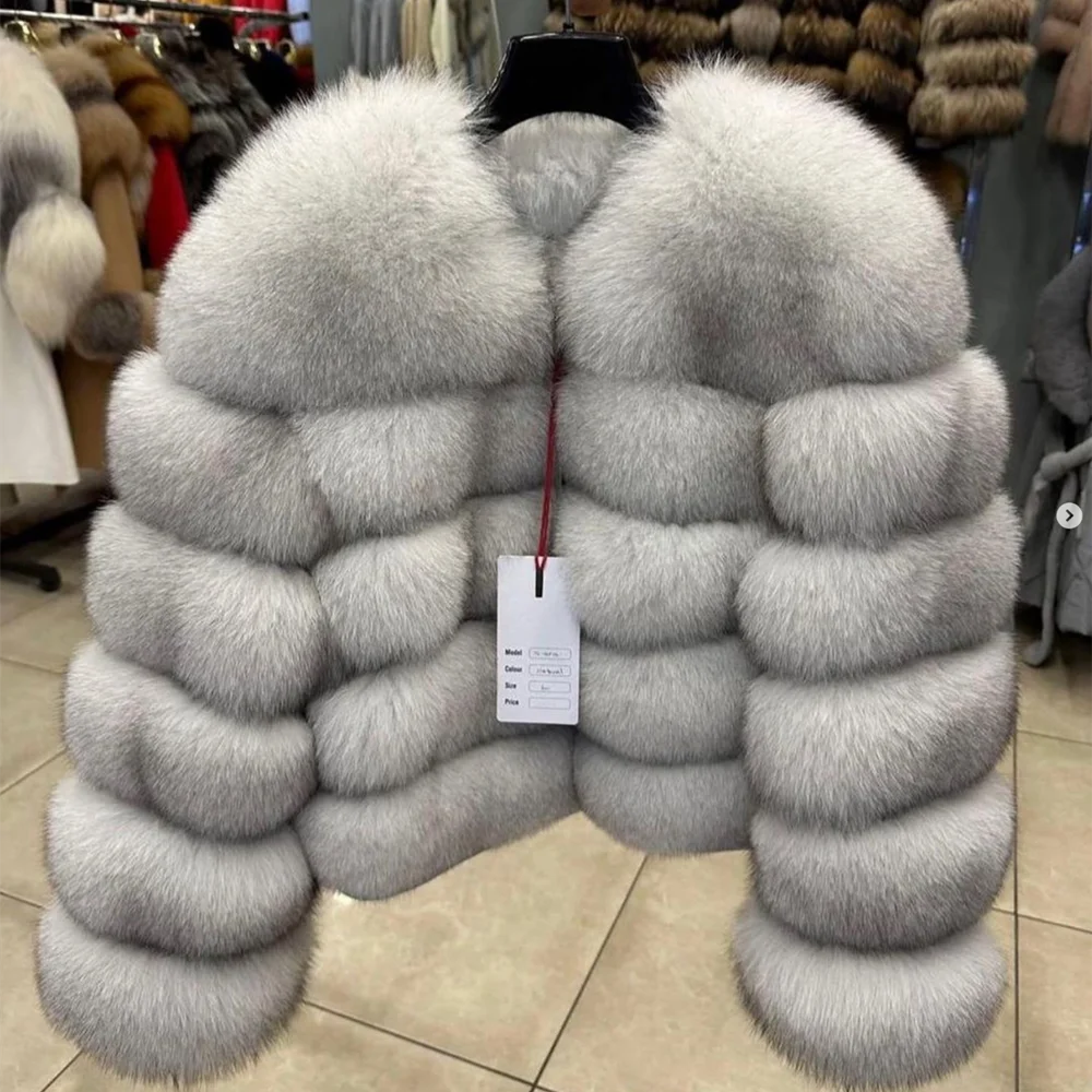 QUEENTINA 50cm Real Fox Fur Coat Women'S New Fashion Winter Furry 2025 Leather And Skin White Clothing Natural New & Jackets