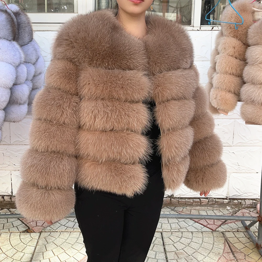 QUEENTINA 50cm Real Fox Fur Coat Women'S New Fashion Winter Furry 2025 Leather And Skin White Clothing Natural New & Jackets