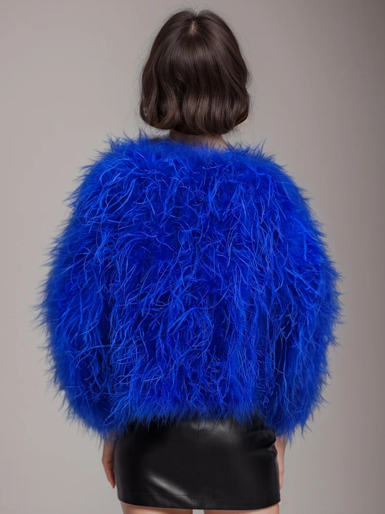 Winter True Ostrich Hair Jacket Casual Long Sleeve Imported Fur Jacket Women's Warm Jacket Size Customizable