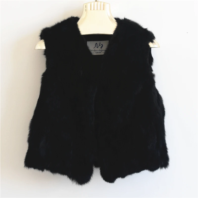 Fancy Rani Real Rabbit Fur Vest Short Natural Jacket For Women Fashion Leather Autumn Winter Spring Outwear High Quality