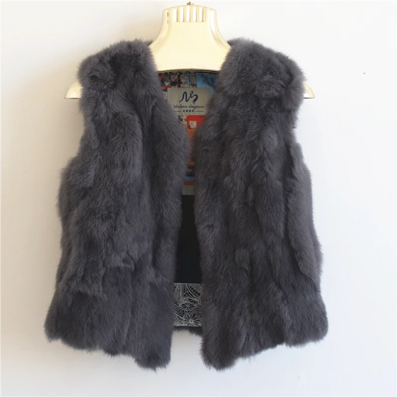 Fancy Rani Real Rabbit Fur Vest Short Natural Jacket For Women Fashion Leather Autumn Winter Spring Outwear High Quality