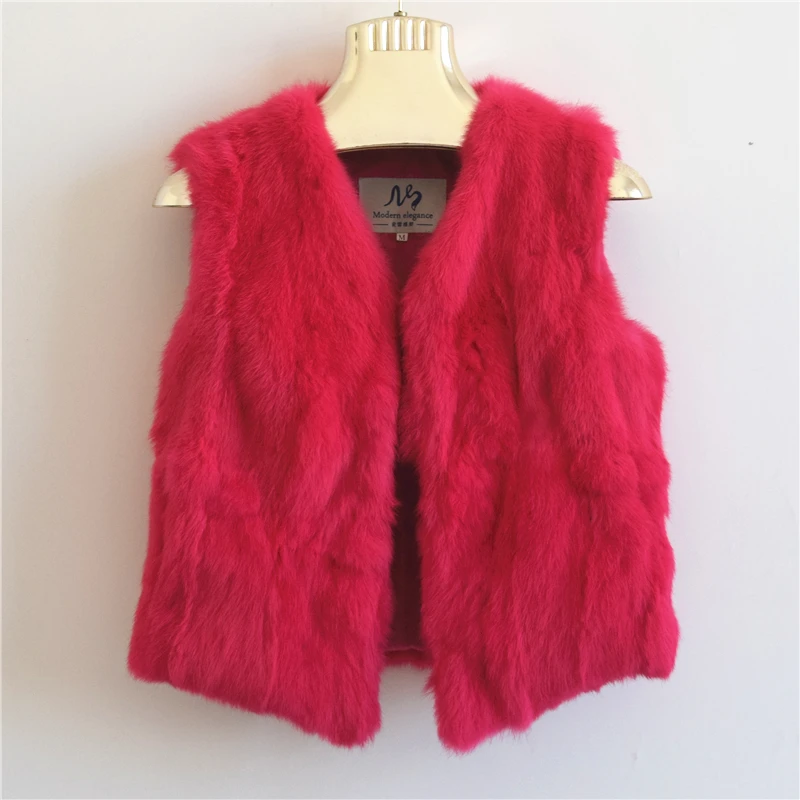 Fancy Rani Real Rabbit Fur Vest Short Natural Jacket For Women Fashion Leather Autumn Winter Spring Outwear High Quality