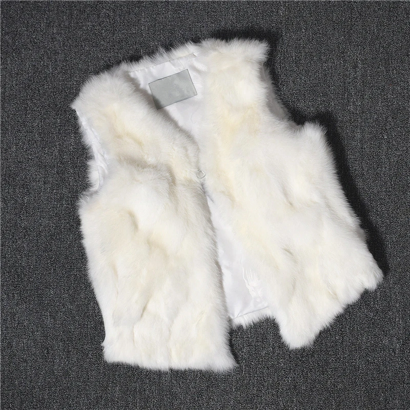 Fancy Rani Real Rabbit Fur Vest Short Natural Jacket For Women Fashion Leather Autumn Winter Spring Outwear High Quality