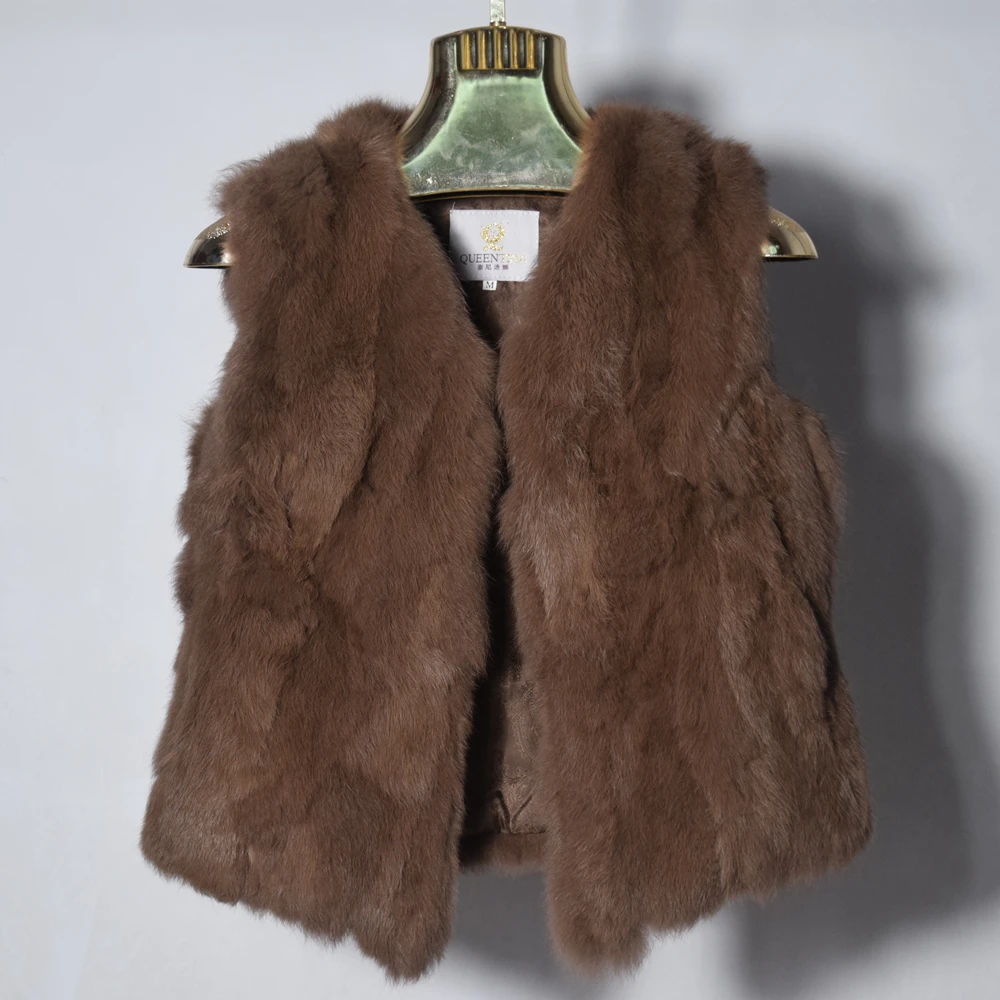 Fancy Rani Real Rabbit Fur Vest Short Natural Jacket For Women Fashion Leather Autumn Winter Spring Outwear High Quality