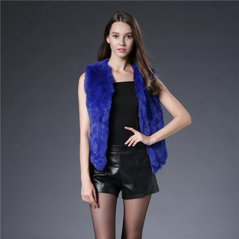 Fancy Rani Real Rabbit Fur Vest Short Natural Jacket For Women Fashion Leather Autumn Winter Spring Outwear High Quality