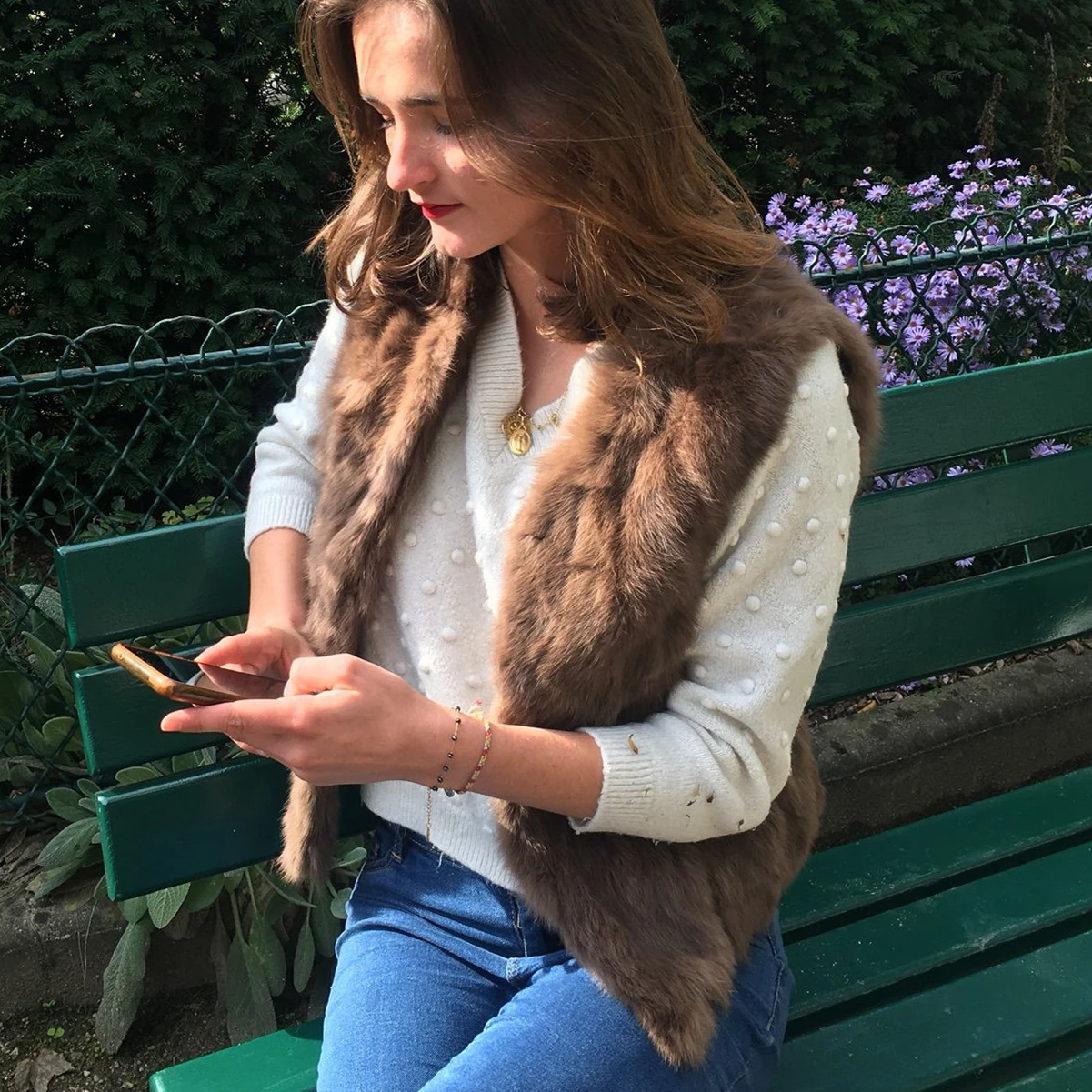 Fancy Rani Real Rabbit Fur Vest Short Natural Jacket For Women Fashion Leather Autumn Winter Spring Outwear High Quality