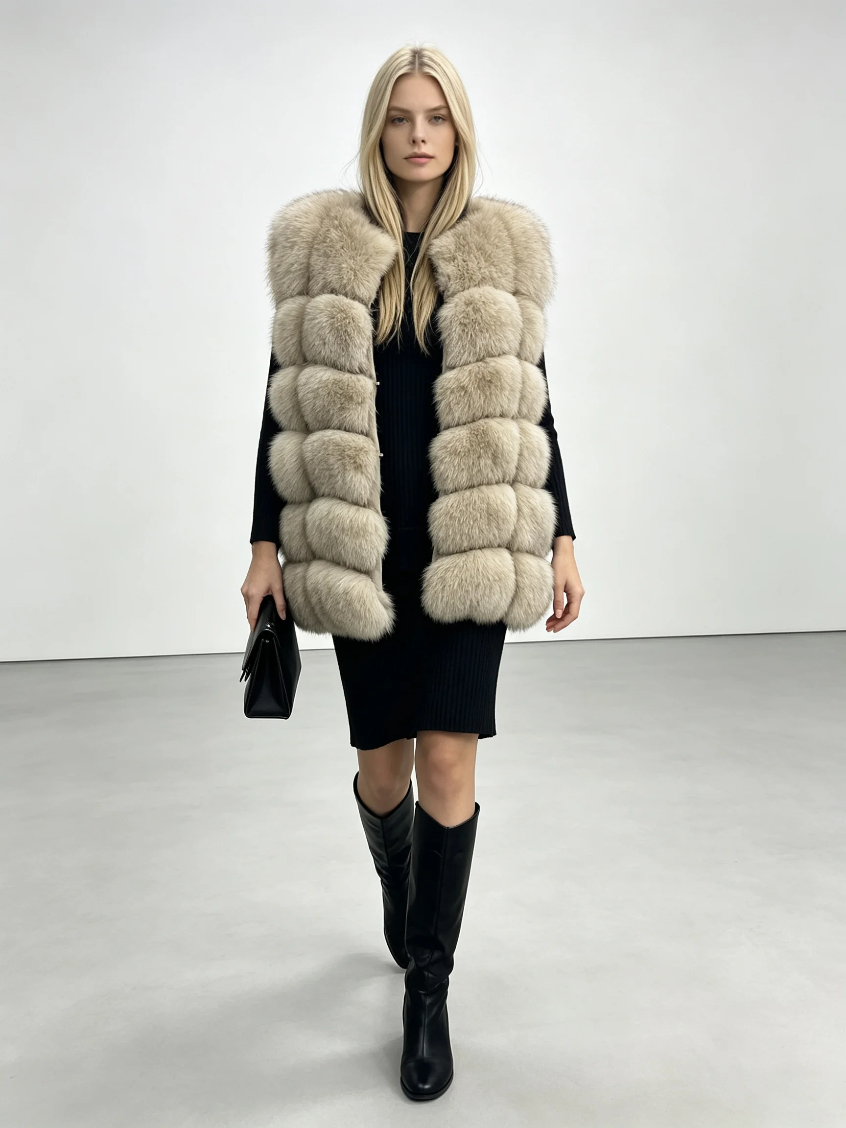 Maomaokong Natural Raccoon Real Fur Coat Ladies Waistcoat Fur Mid-length Winter Warm Real Fur Coat Luxury Women Coat Top Vest