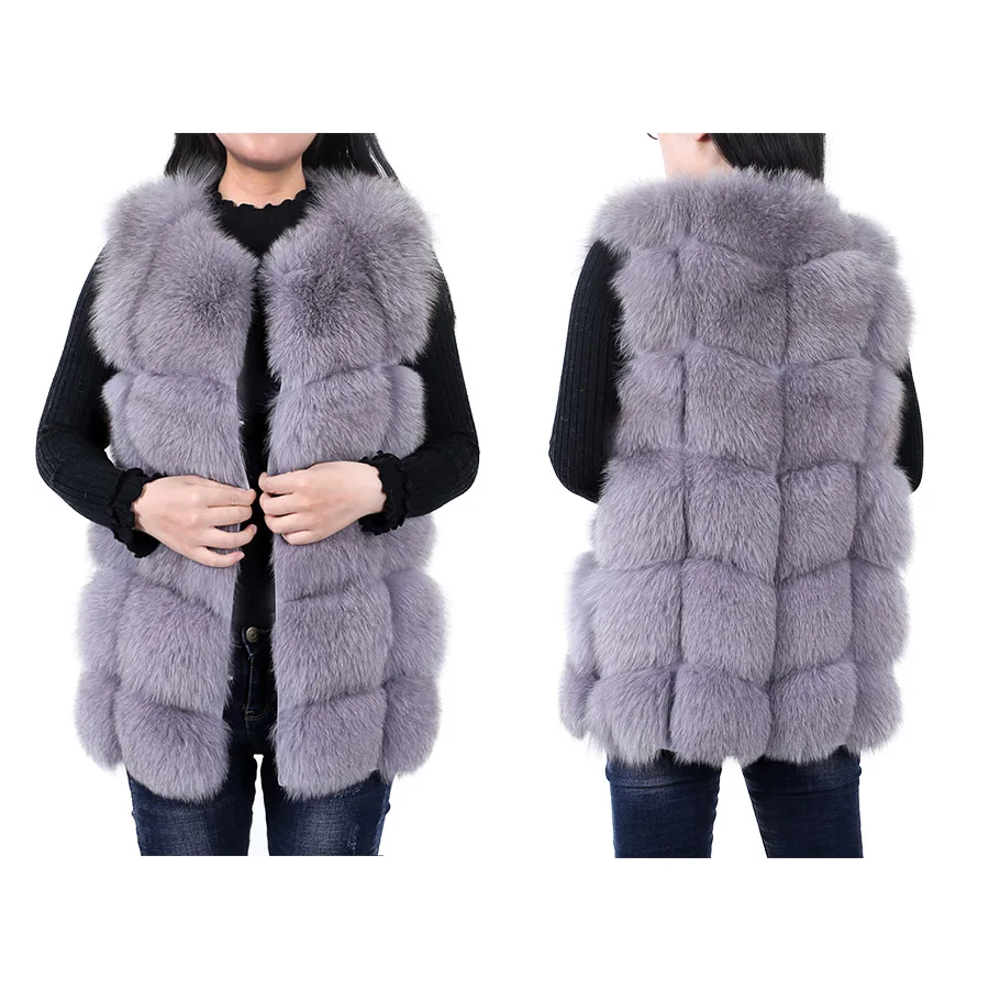 Maomaokong Natural Raccoon Real Fur Coat Ladies Waistcoat Fur Mid-length Winter Warm Real Fur Coat Luxury Women Coat Top Vest