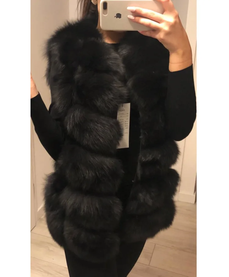 Maomaokong Natural Raccoon Real Fur Coat Ladies Waistcoat Fur Mid-length Winter Warm Real Fur Coat Luxury Women Coat Top Vest
