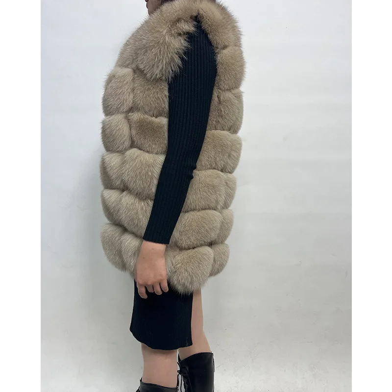 Maomaokong Natural Raccoon Real Fur Coat Ladies Waistcoat Fur Mid-length Winter Warm Real Fur Coat Luxury Women Coat Top Vest