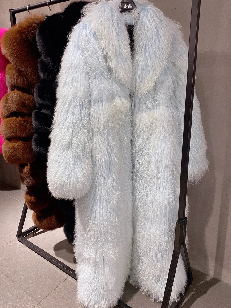 Long Mongolian Fur Natural Lady Real Sheep Fur Coat Winter Warm Winter Natural Fur Cloth 22-1