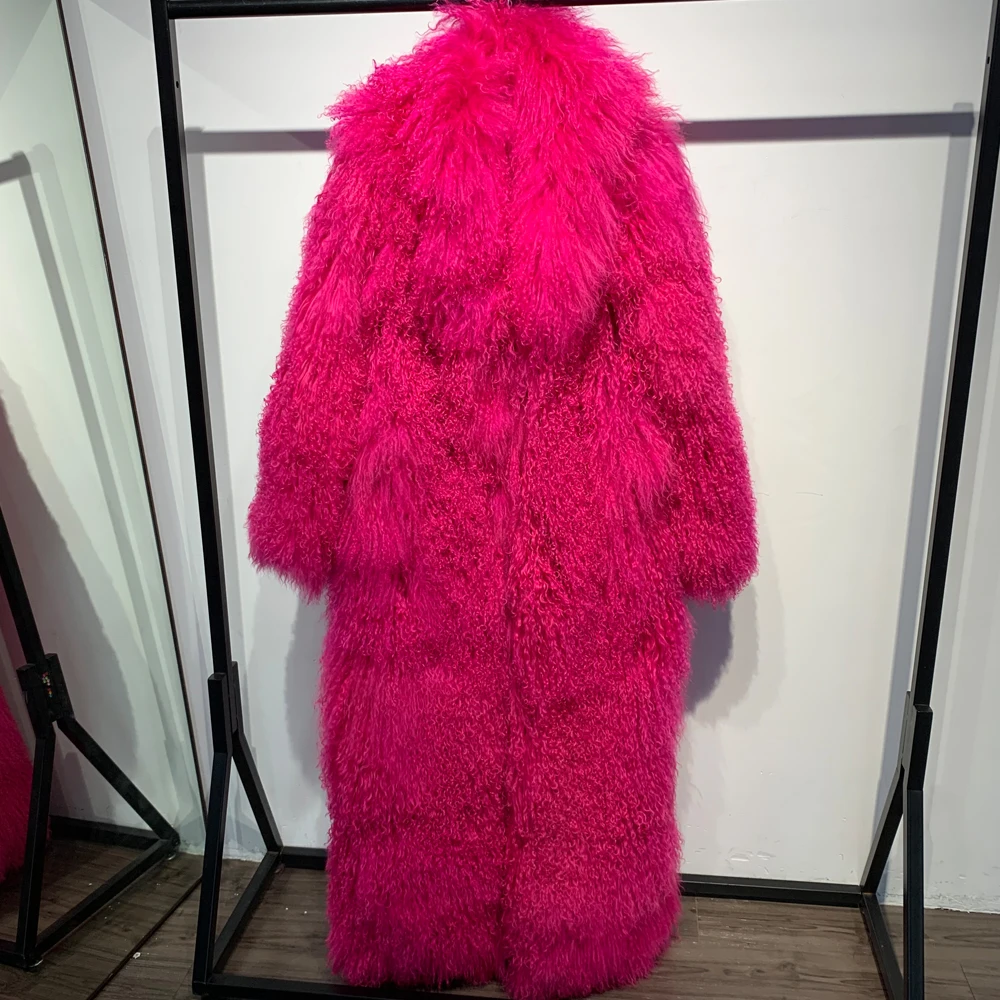 Long Mongolian Fur Natural Lady Real Sheep Fur Coat Winter Warm Winter Natural Fur Cloth 22-1