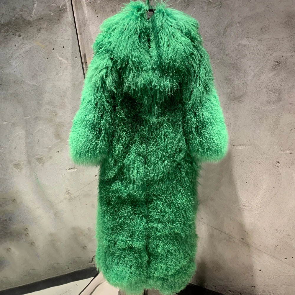 Long Mongolian Fur Natural Lady Real Sheep Fur Coat Winter Warm Winter Natural Fur Cloth 22-1
