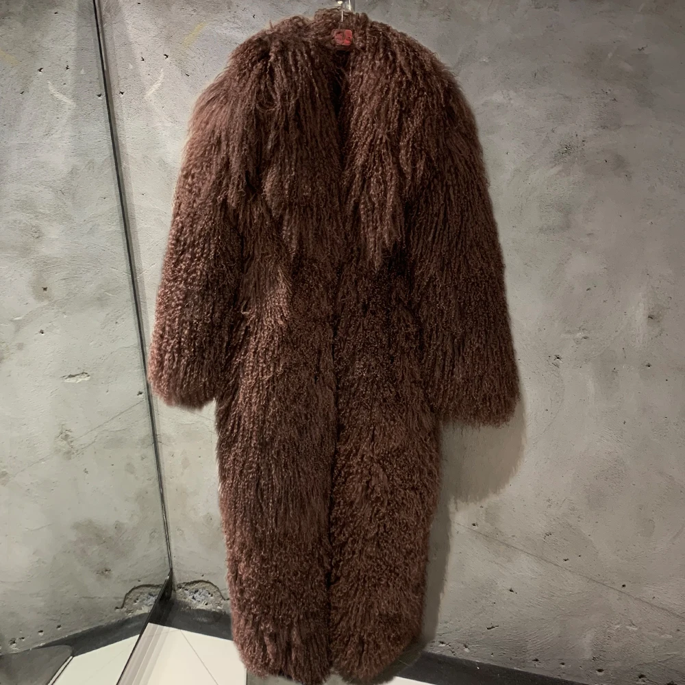 Long Mongolian Fur Natural Lady Real Sheep Fur Coat Winter Warm Winter Natural Fur Cloth 22-1