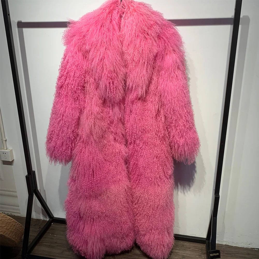 Long Mongolian Fur Natural Lady Real Sheep Fur Coat Winter Warm Winter Natural Fur Cloth 22-1
